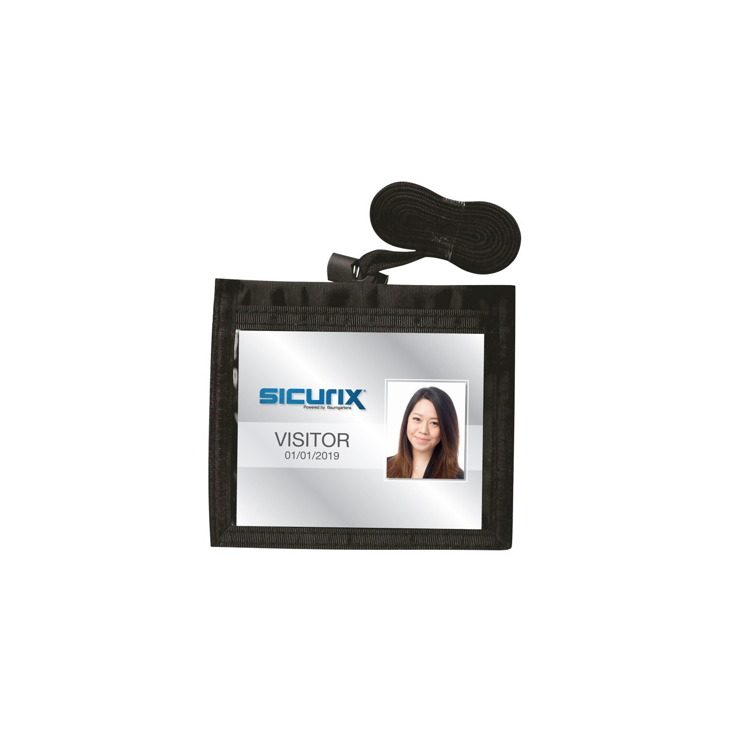 SICURIX Convention ID Neck Pouch Badge Holder, Horizontal, Adjustable Cord, 3" x 4" Insert, Black
