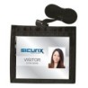 SICURIX Convention ID Neck Pouch Badge Holder, Horizontal, Adjustable Cord, 3" x 4" Insert, Black