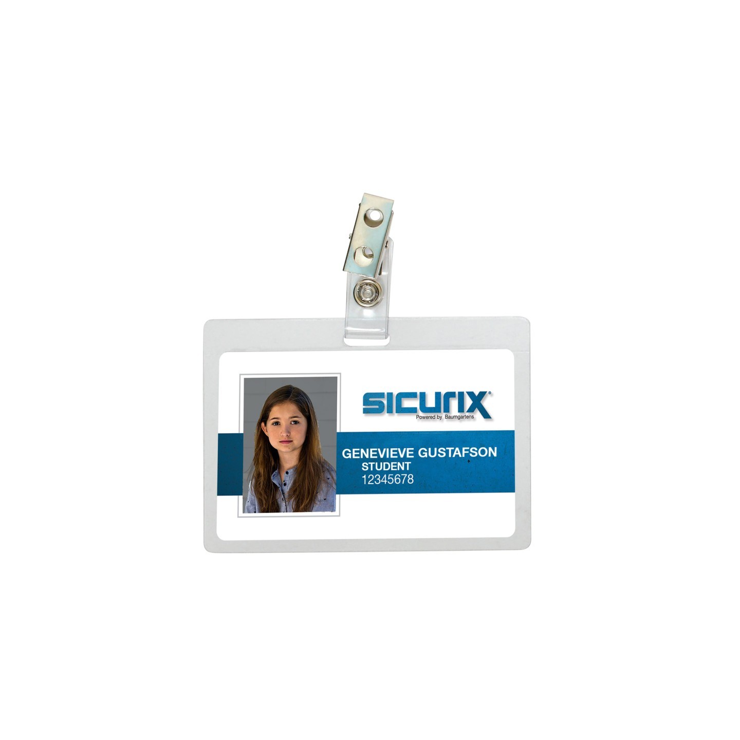 SICURIX Self Laminating Badge Holders with Clip, Horizontal, Clear, Pack of 25