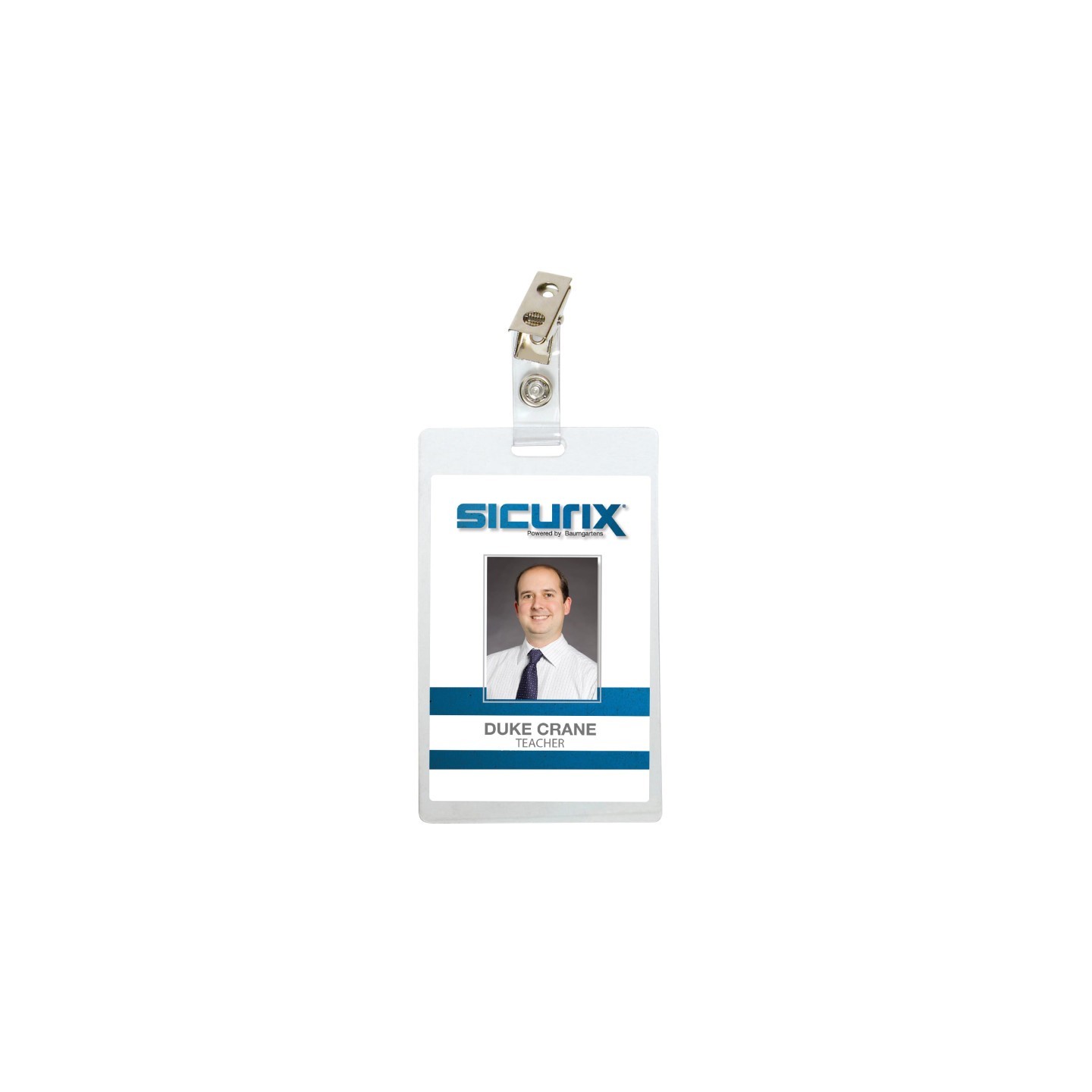 SICURIX Self Laminating Badge Holders with Clip, Vertical, Clear, Pack of 25