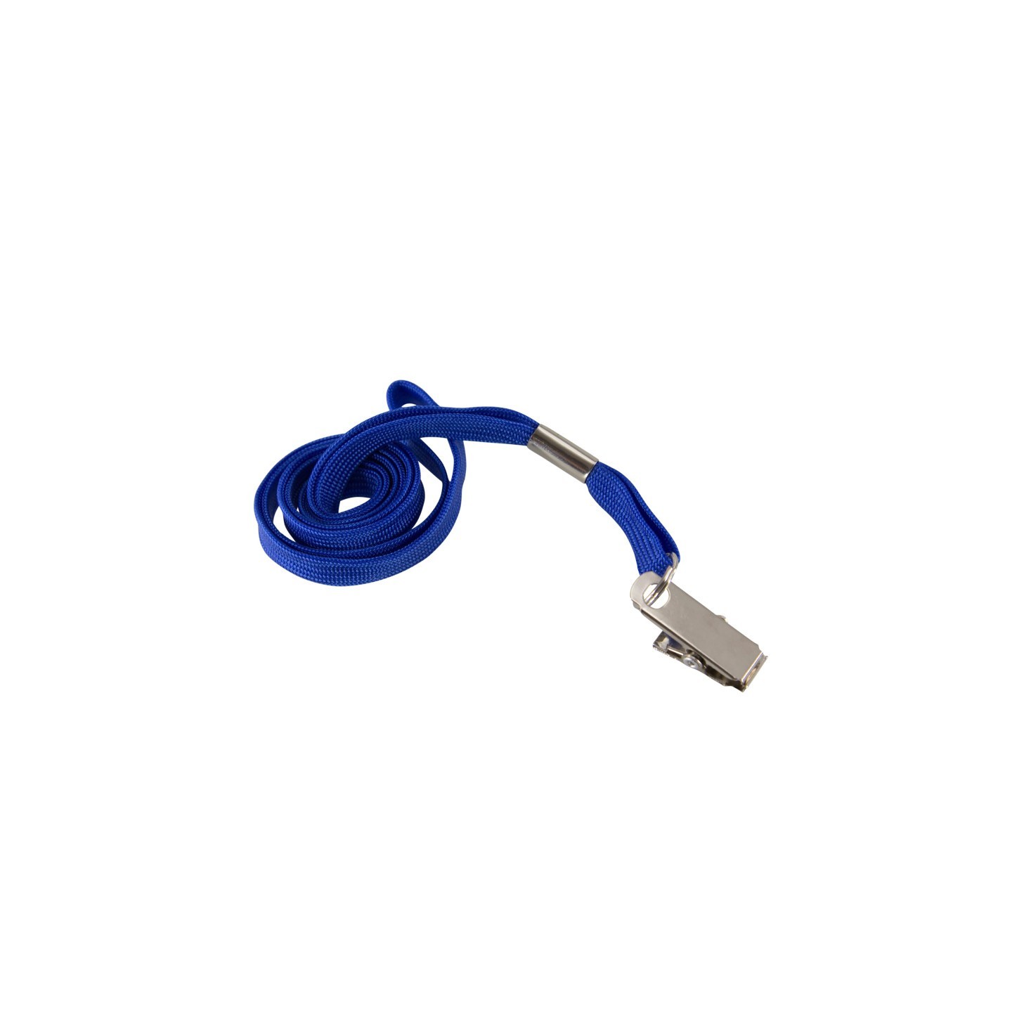 SICURIX Flat Lanyard with Bulldog Clip, Blue, Pack of 100