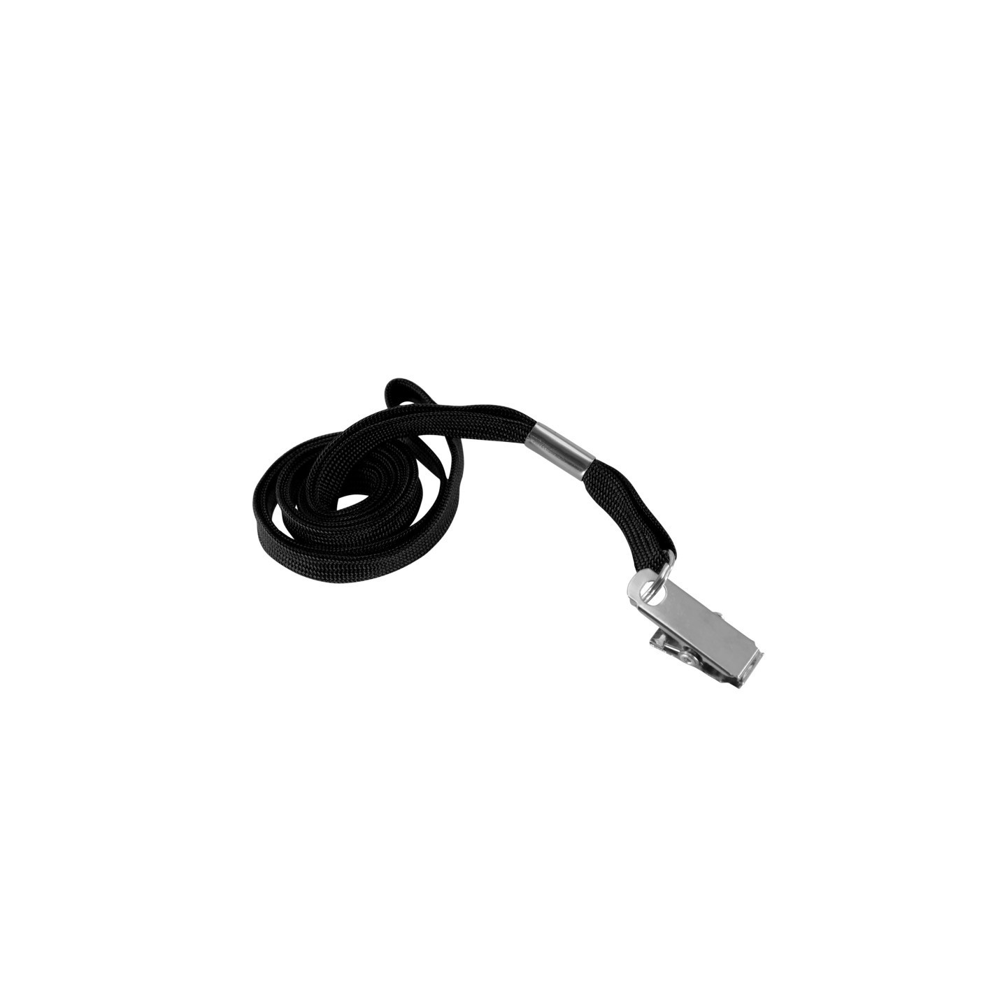 SICURIX Flat Lanyard with Bulldog Clip, Black, Pack of 100
