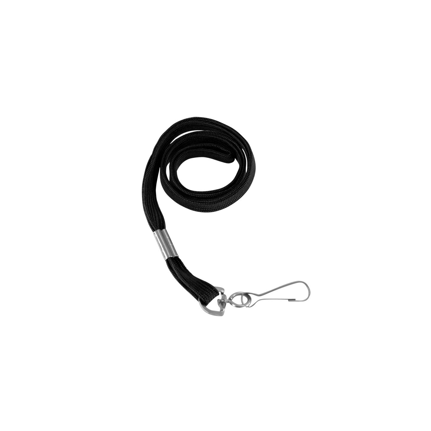 SICURIX Flat Lanyard with J Hook, Black, Pack of 100