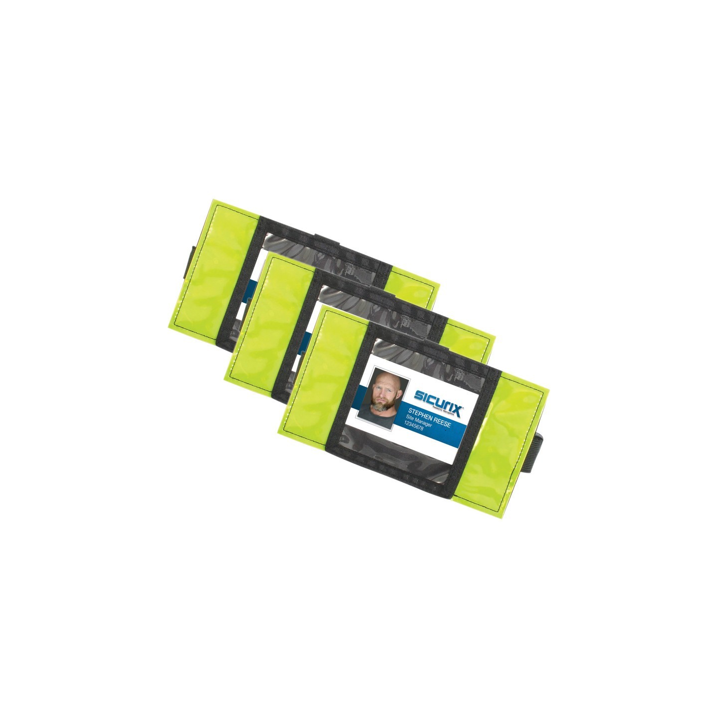 SICURIX Reflective Safety Armband Badge Holder, Horizontal, Pack of 3
