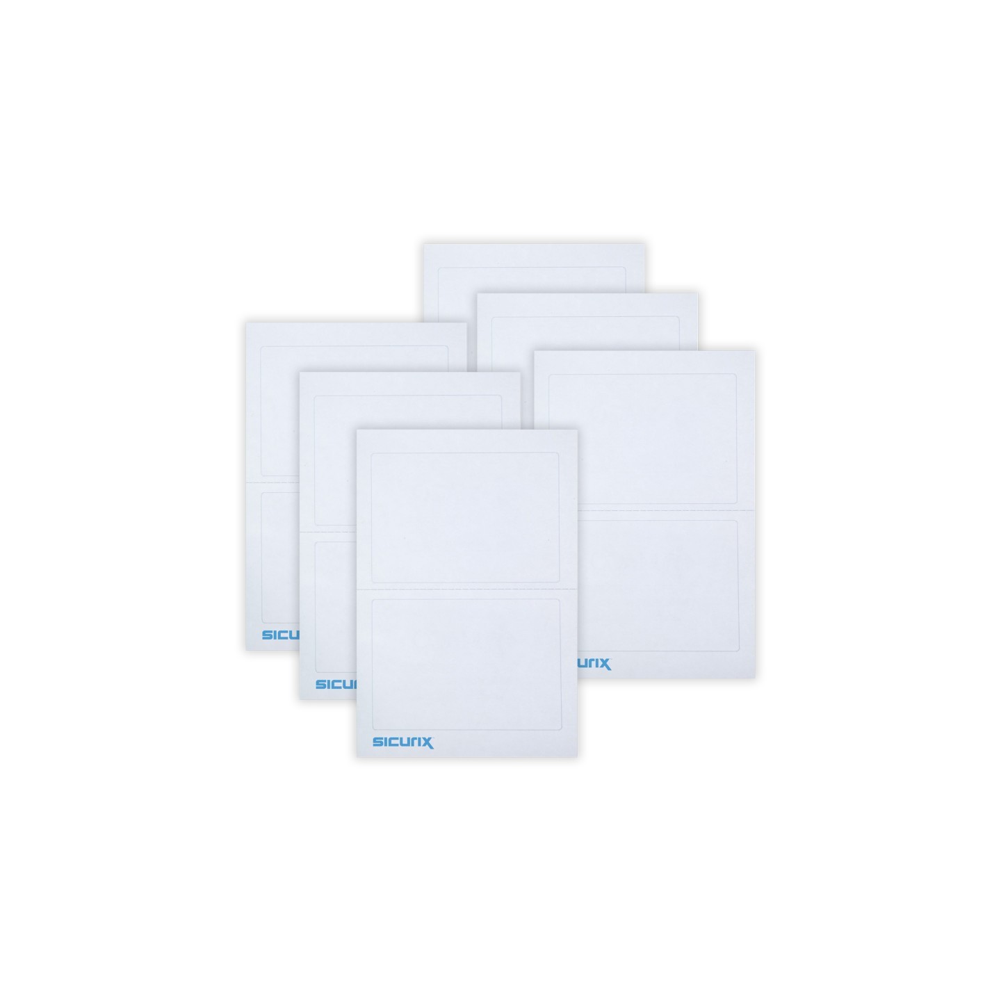 SICURIX Plain Adhesive Badges, White, 100 Per Pack, 6 Packs