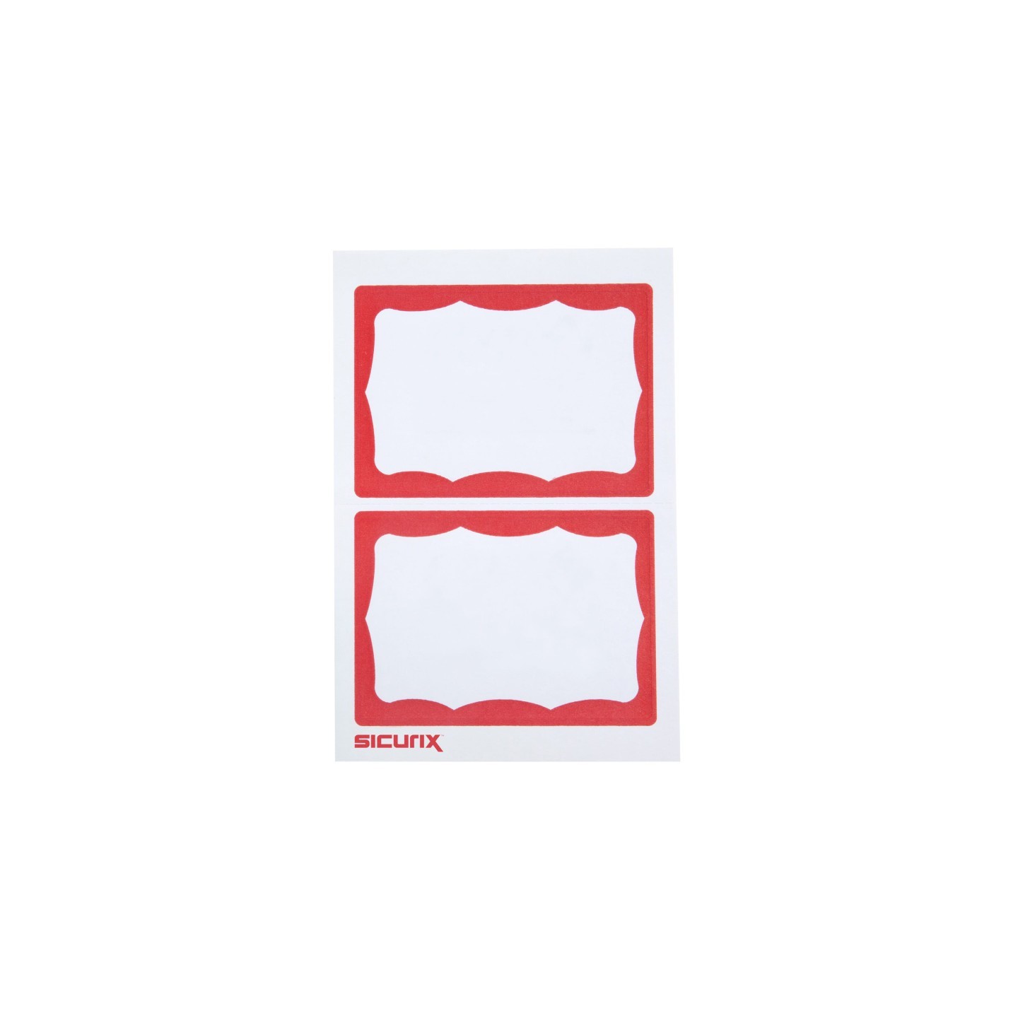SICURIX Adhesive Badges, Red Border, Pack of 100