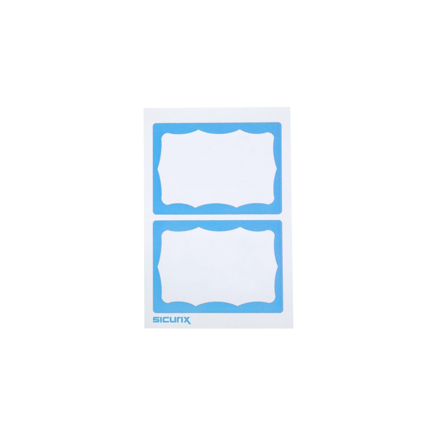 SICURIX Adhesive Badges, Blue Border, Pack of 100