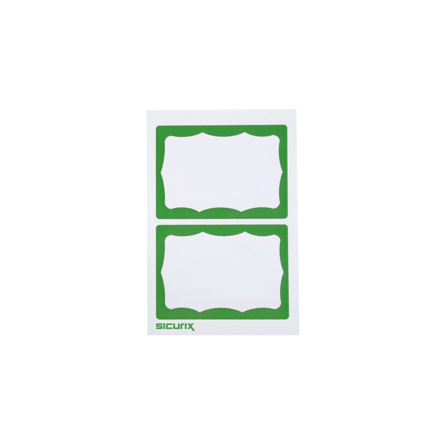 SICURIX Adhesive Badges, Green Border, Pack of 100