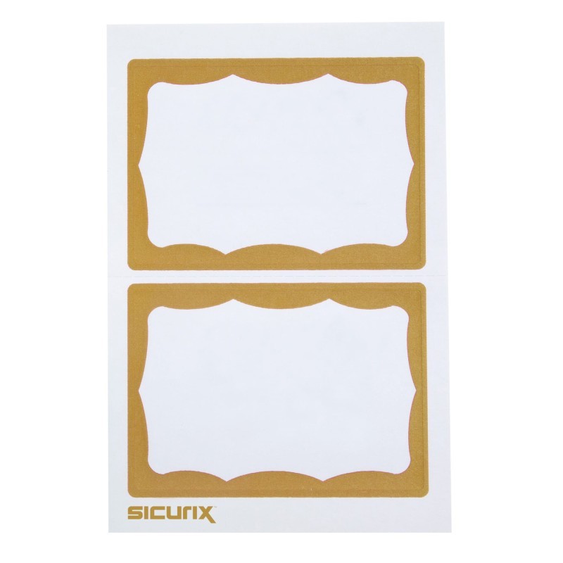 SICURIX Adhesive Badges, Gold Border, Pack of 100