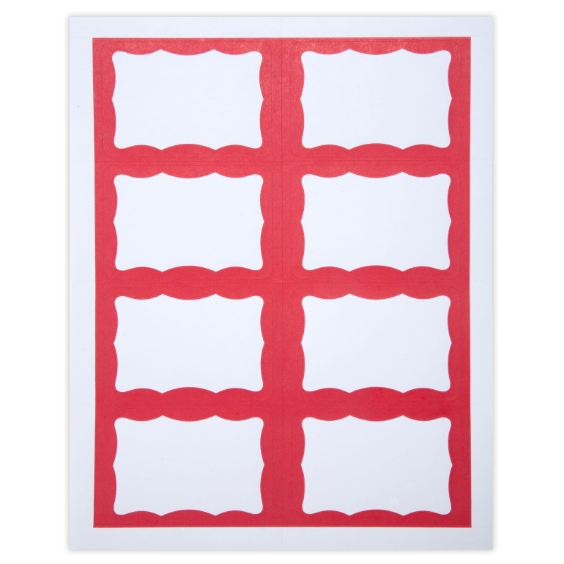 SICURIX Adhesive Badges, Red Border, Pack of 200