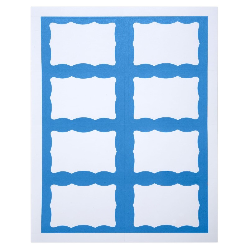 SICURIX Adhesive Badges, Blue Border, Pack of 200