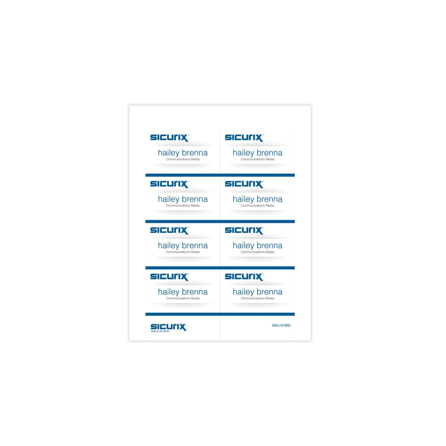 SICURIX Printable Badge Inserts, 3-1/2" x 2-1/4", Pack of 56