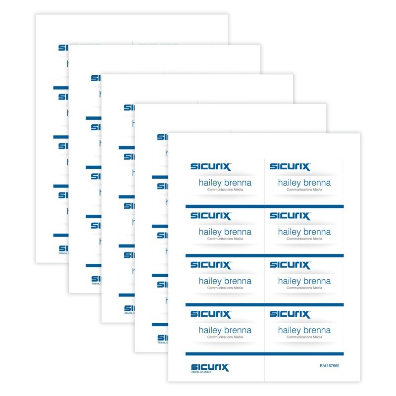 SICURIX Printable Badge Inserts, 3-1/2" x 2-1/4", 56 Per Pack, 5 Packs