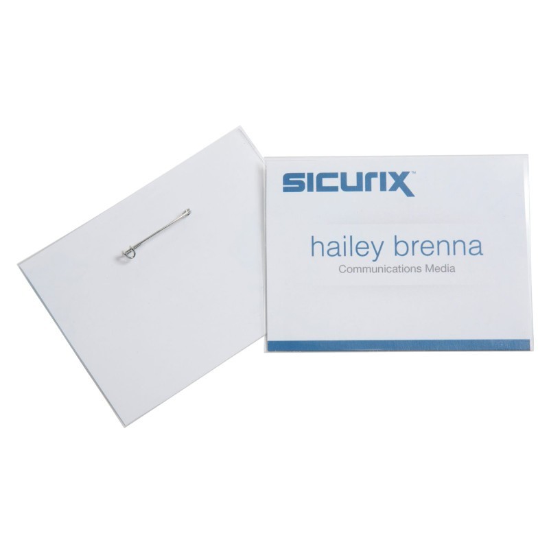 SICURIX Pin Style ID Badge Holder Kit with Printable Inserts, 4" x 3", Pack of 100