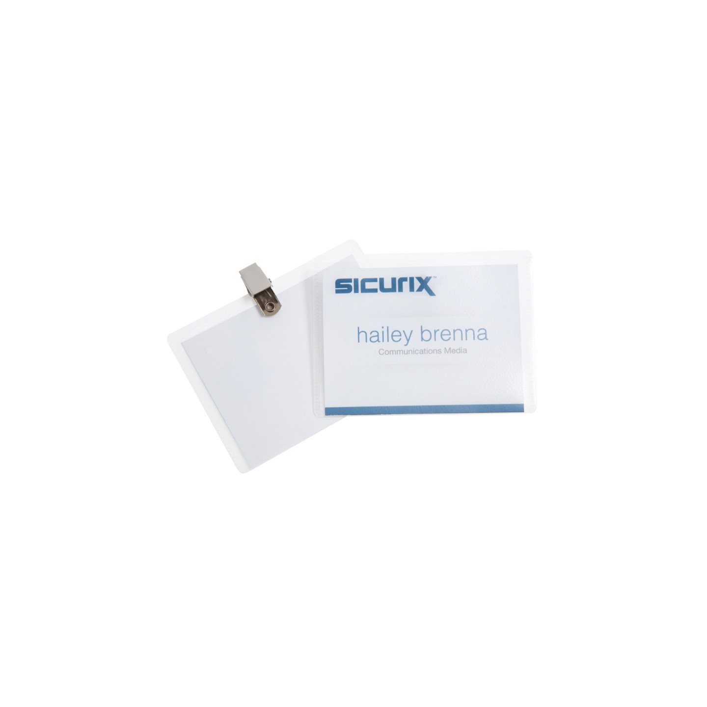 SICURIX Clip Style ID Badge Holder Kit with Printable Inserts, 4" x 3", Pack of 50