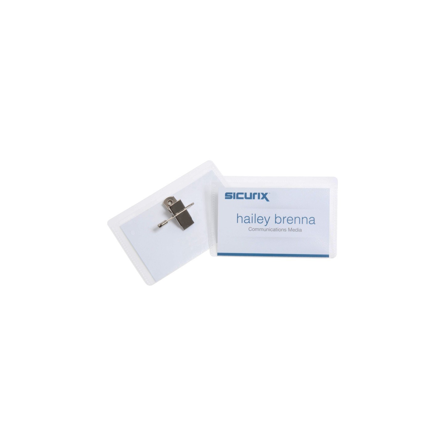 SICURIX Clip/Pin Style ID Badge Holder Kit with Printable Inserts, 3-1/2" x 2-1/4", Pack of 50