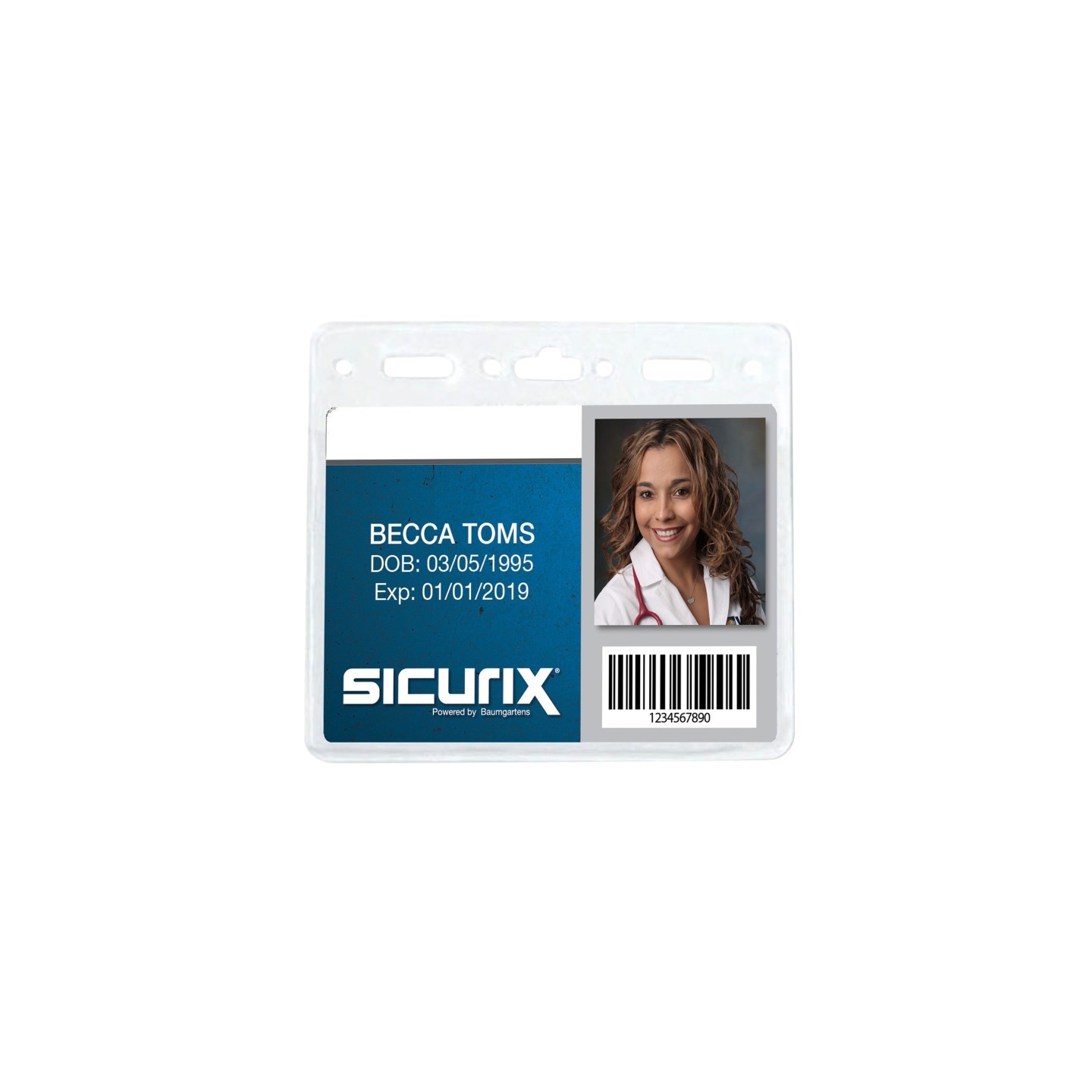 SICURIX Standard Vinyl Badge Holder, Horizontal, 4" x 3", Pack of 50