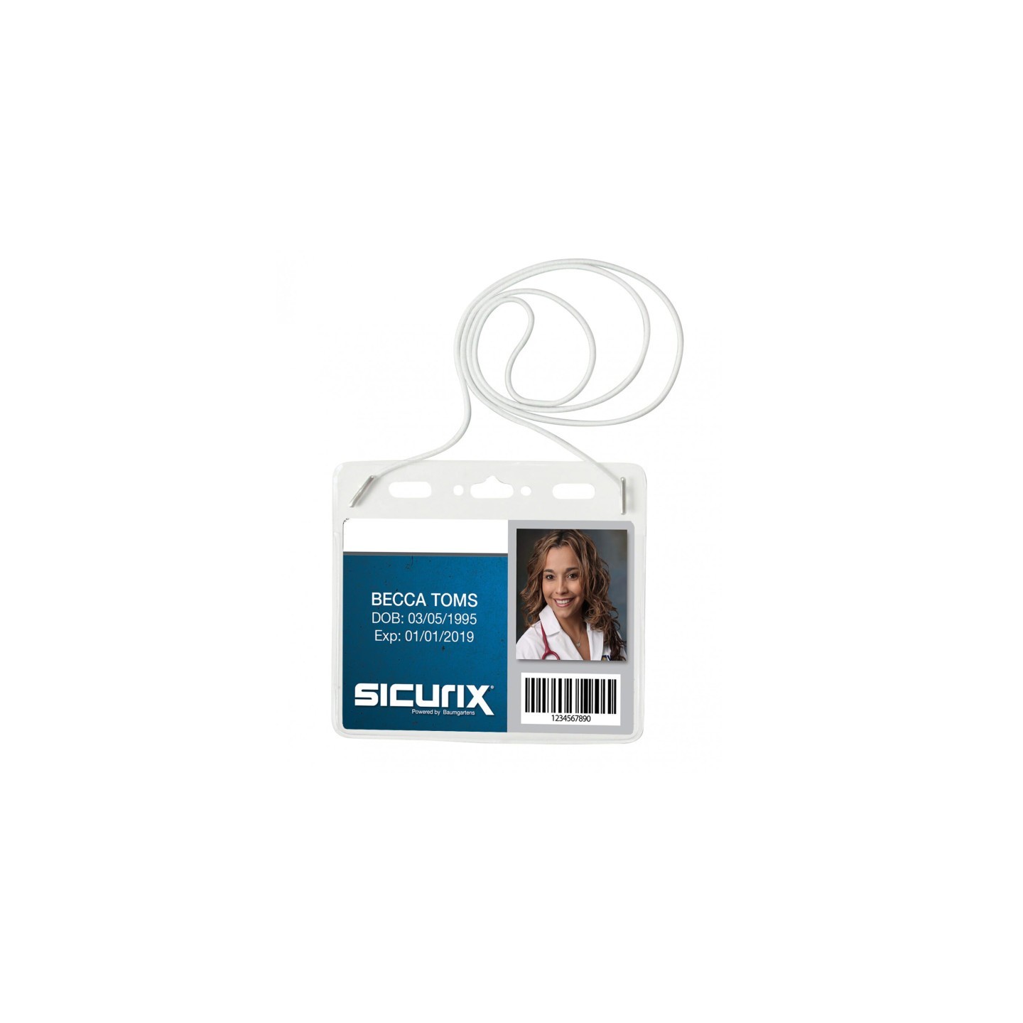 SICURIX Convention Size Badge Holders with Cord, Horizontal, Pack of 25