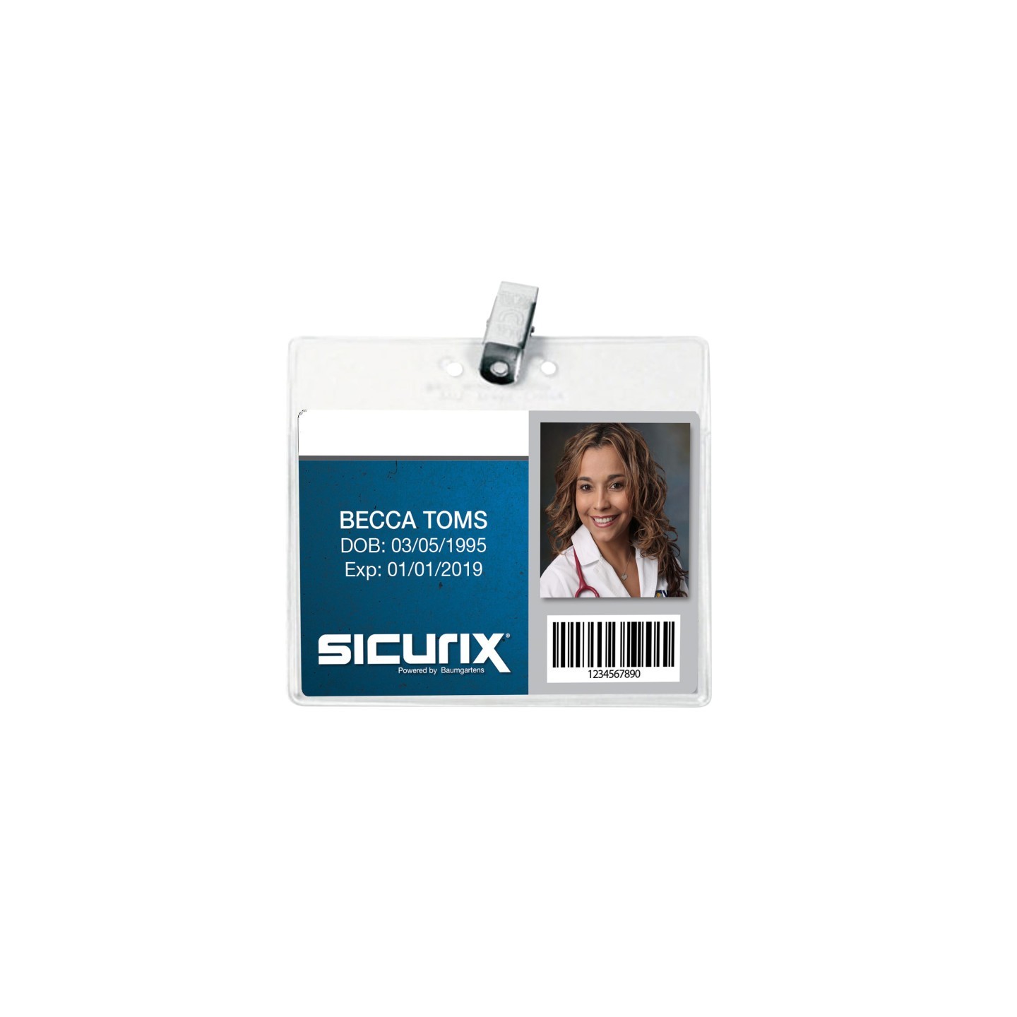 SICURIX Convention Size Badge Holders with Clip, Horizontal, 4" x 3", Pack of 50