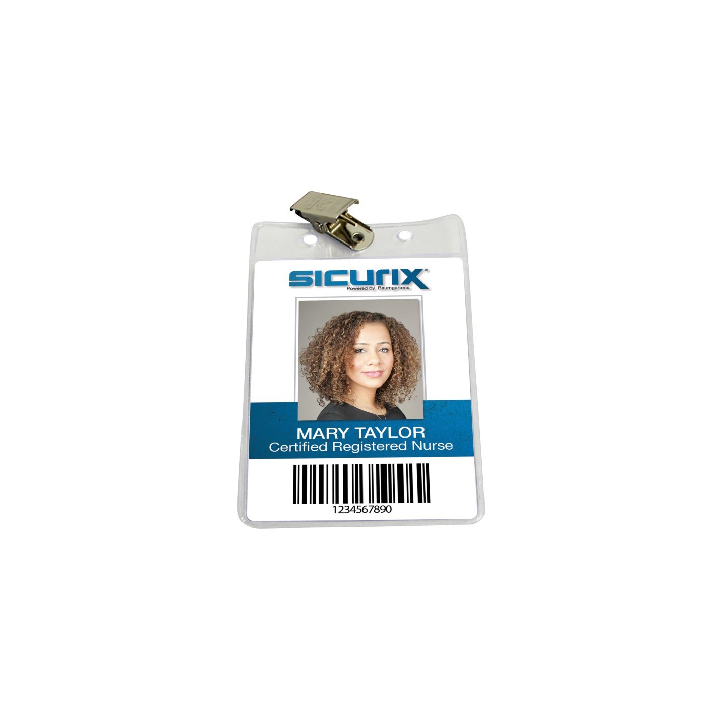 SICURIX Vinyl Badge Holder with Clip, Vertical, 4" x 3", Pack of 50