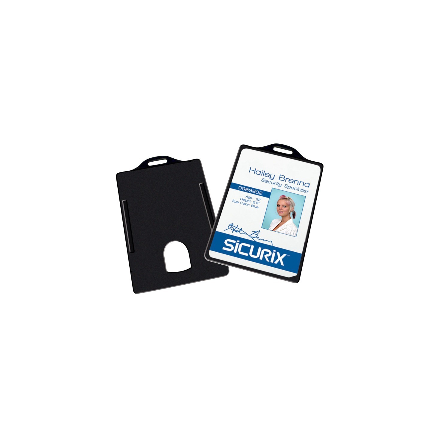 SICURIX Badge Dispensers, Vertical, Black, Pack of 25