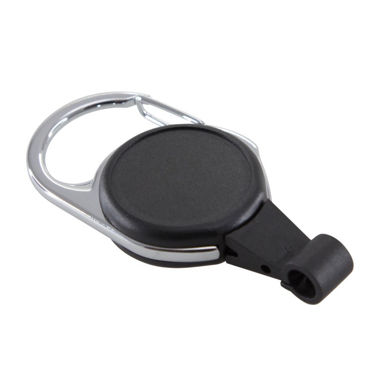 SICURIX No-Twist Carabiner ID Card Reel with Slot Hook, Black