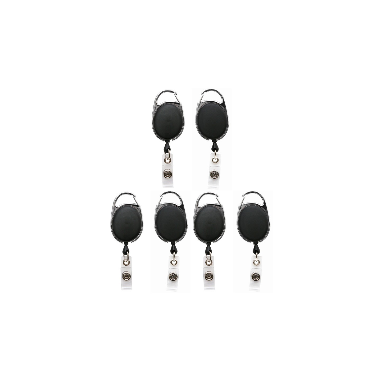 SICURIX Quick Clip Oval ID Badge Reel, Black, Pack of 6