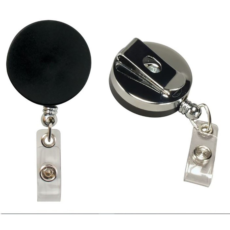 SICURIX Heavy Duty Round ID Badge Reel with Belt Clip, Black