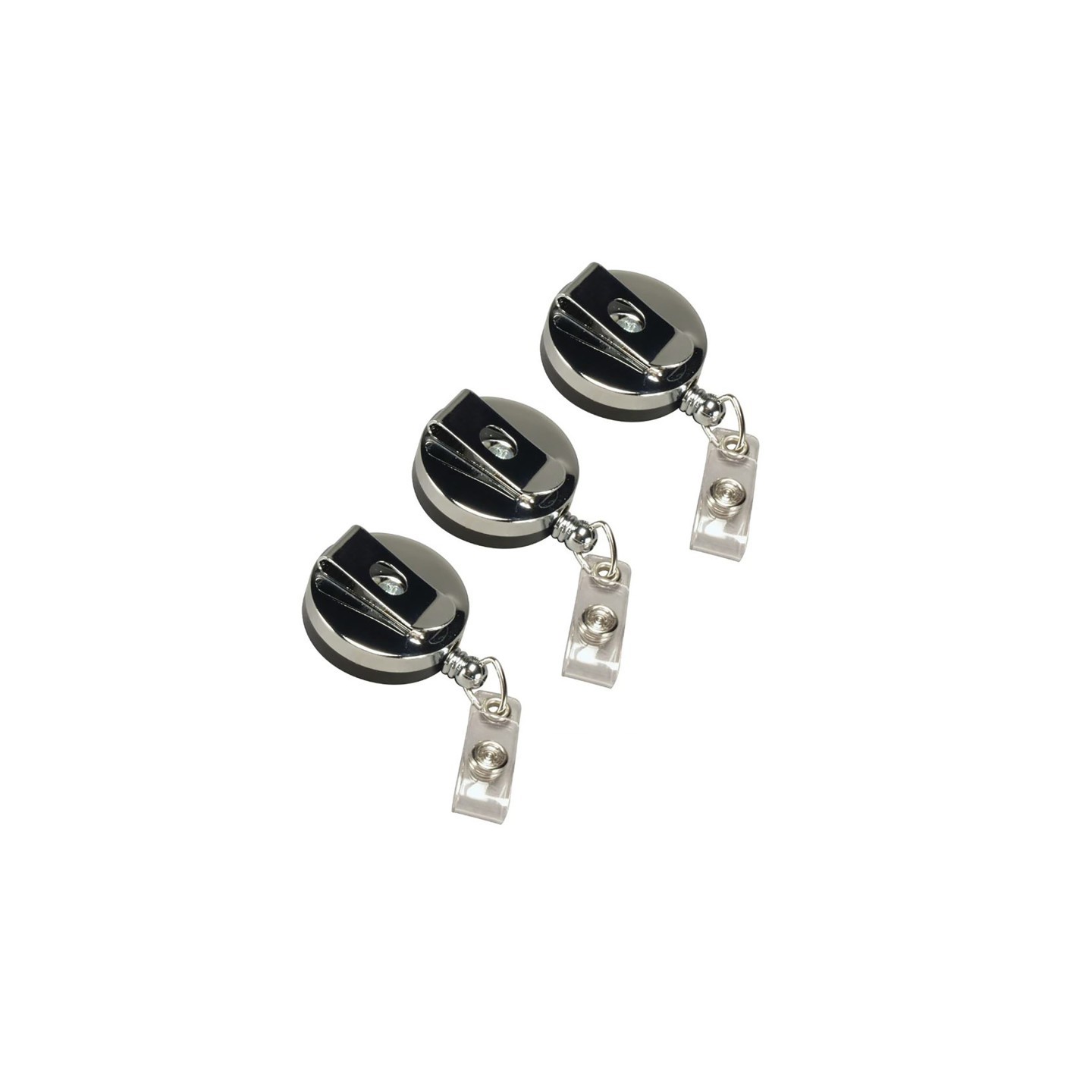 SICURIX Heavy Duty Round ID Badge Reel with Belt Clip, Black, Pack of 3