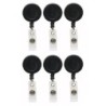 SICURIX Standard Round ID Badge Reel with Belt Clip, Black, Pack of 6