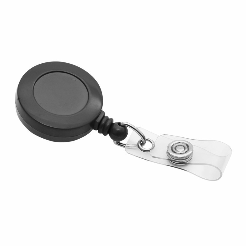SICURIX Standard Round ID Badge Reel with Swivel Spring Clip, Black