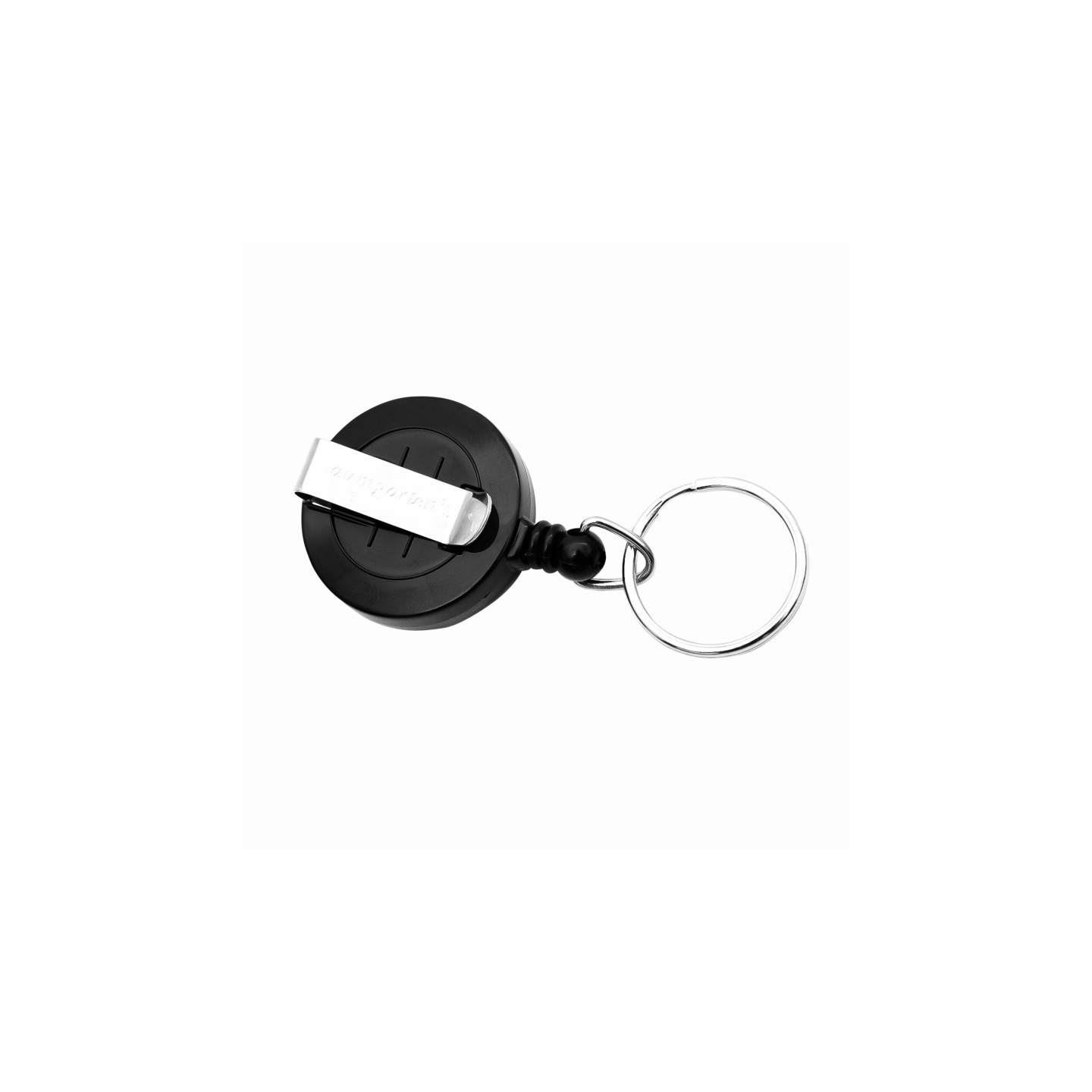 SICURIX Standard Round ID Badge Reel with Belt Clip & Key Ring, Black