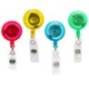 SICURIX Standard Round ID Badge Reel with Belt Clip & Strap, Translucent Assorted, Pack of 4