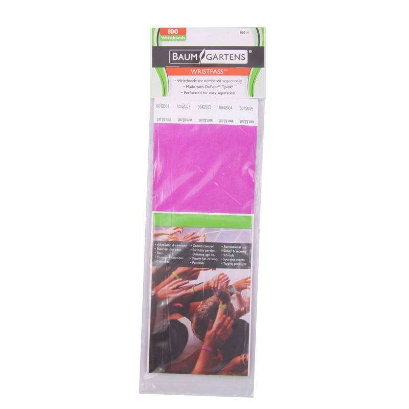 SICURIX Sequentially Numbered Security Wristbands, 3/4", Purple, Pack of 100