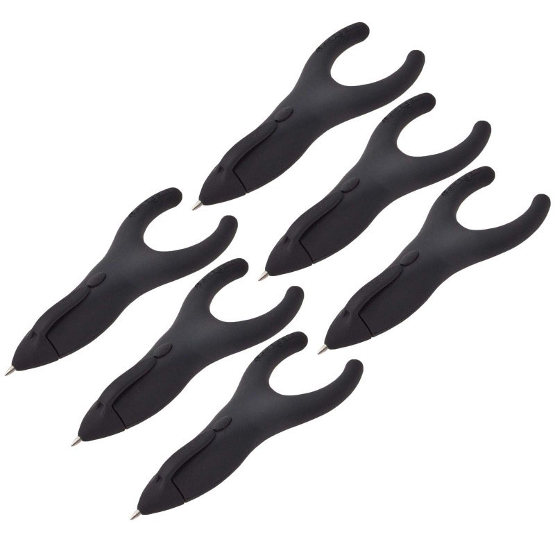 PenAgain Ergo-Sof Retractable Ballpoint Pen, Black, Black Ink, Pack of 6