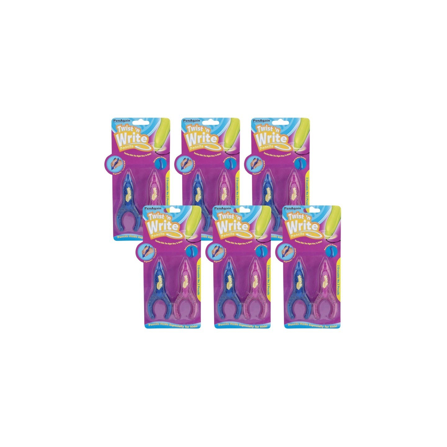 PenAgain Twist 'n Write™ Pencils, 2 Per Pack, 6 Packs