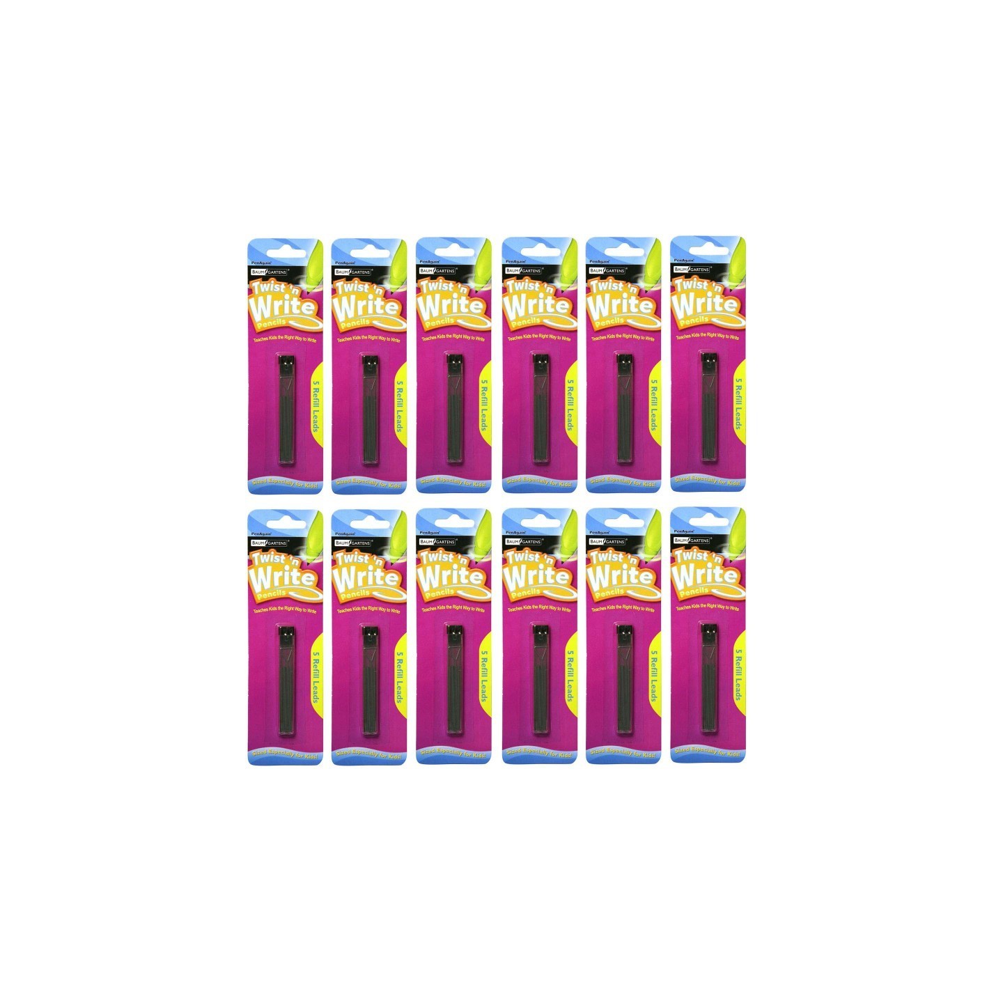 PenAgain Twist 'n Write™ Pencil Lead Refills, 5 Per Pack, 12 Packs