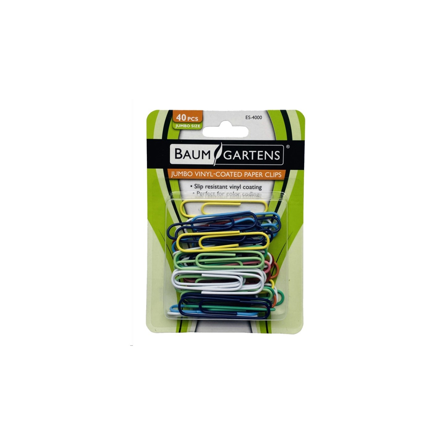 Baumgartens Vinyl-Coated Paper Clips, Jumbo Size, Pack of 40