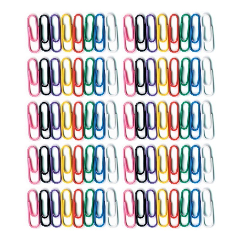 Baumgartens Vinyl-Coated Paper Clips, No. 1 Standard Size, 100 Per Pack, 10 Packs