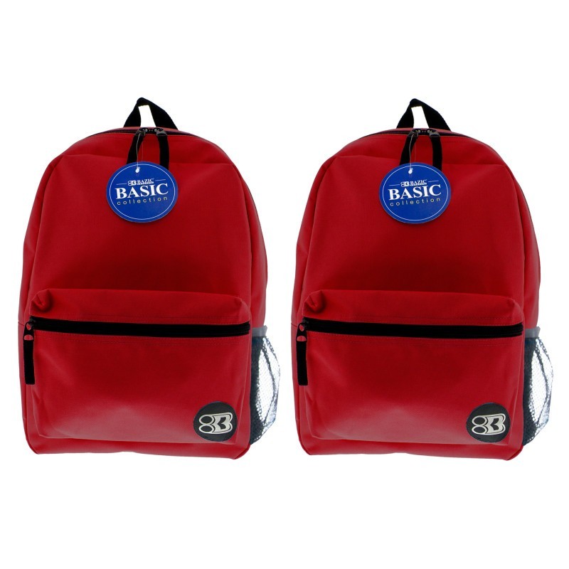 BAZIC Products® Basic Backpack 16" Burgundy, Pack of 2