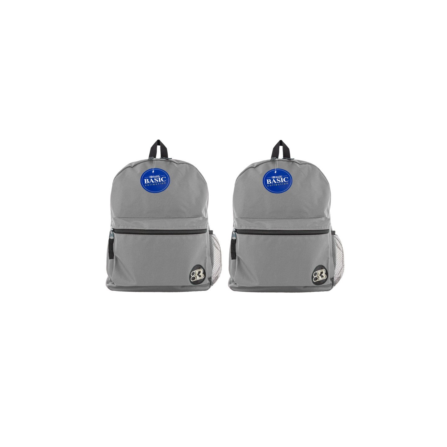 BAZIC Products® 16" Basic Backpack, Gray, Pack of 2