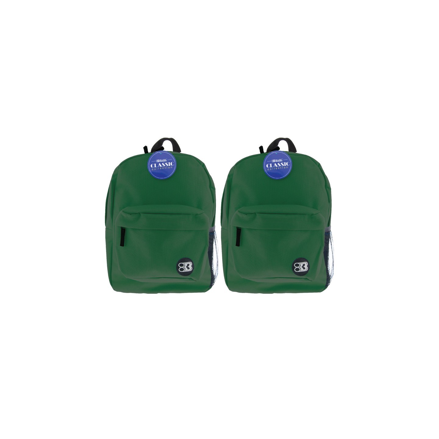 BAZIC Products® Classic Backpack 17" Green, Pack of 2