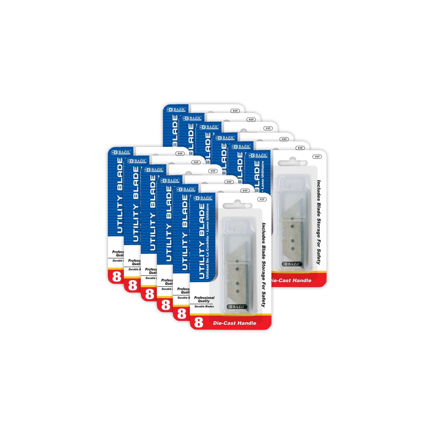 BAZIC Products® Utility Knife Replacement Blades, 8 Per Tube, 12 Tubes