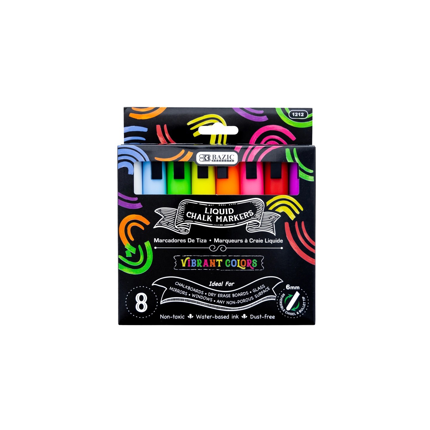 BAZIC Products® Liquid Chalk Wet Erase Markers, Pack of 8