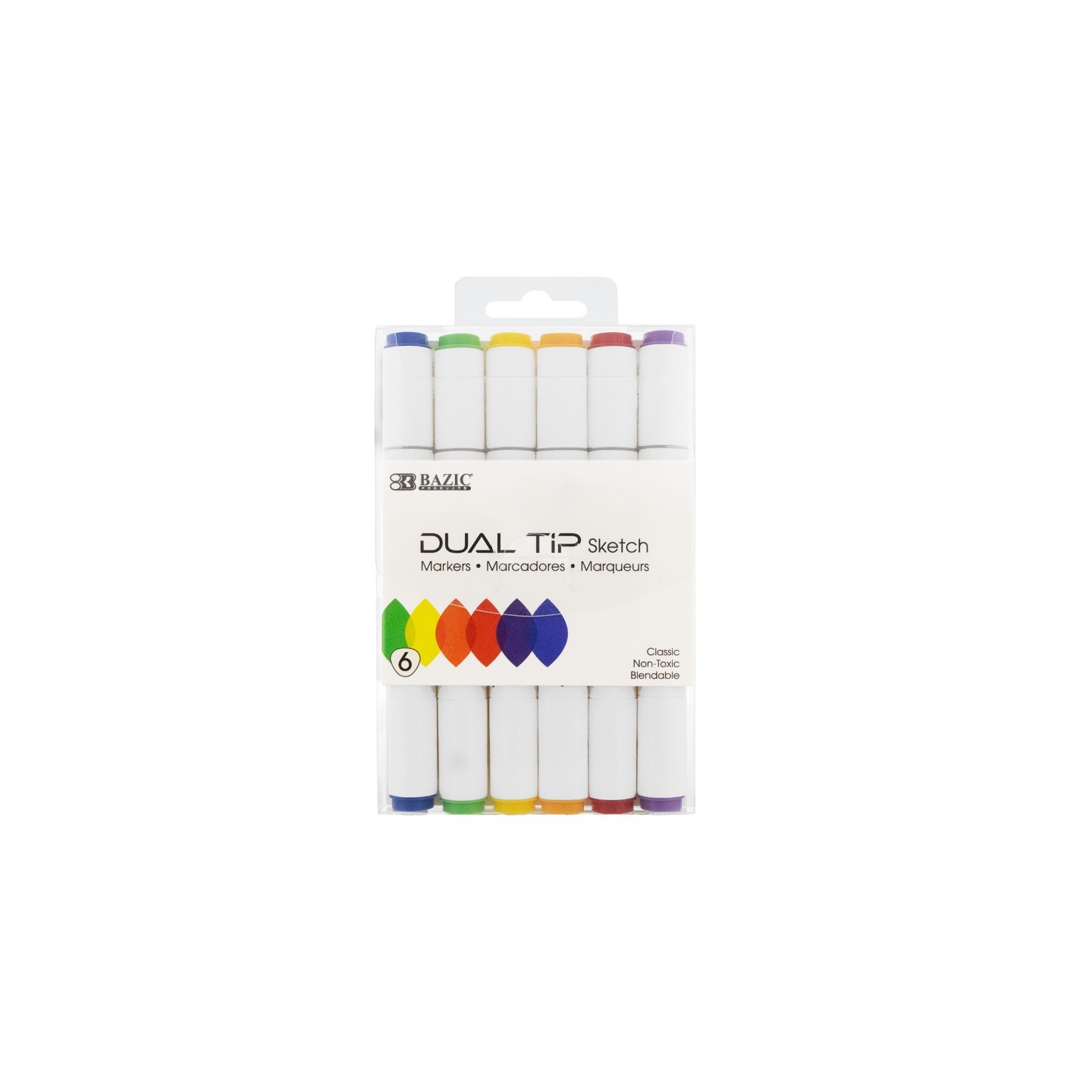 BAZIC Products® Dual Tip Sketch Markers, 6 Primary Colors