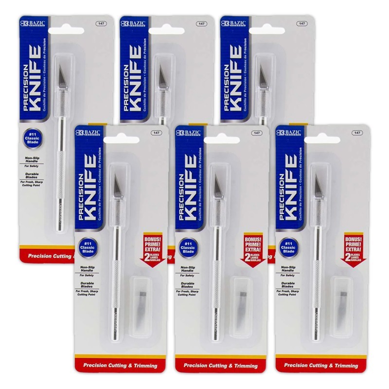 BAZIC Products® Precision Knife with Replacement Blades, Pack of 6