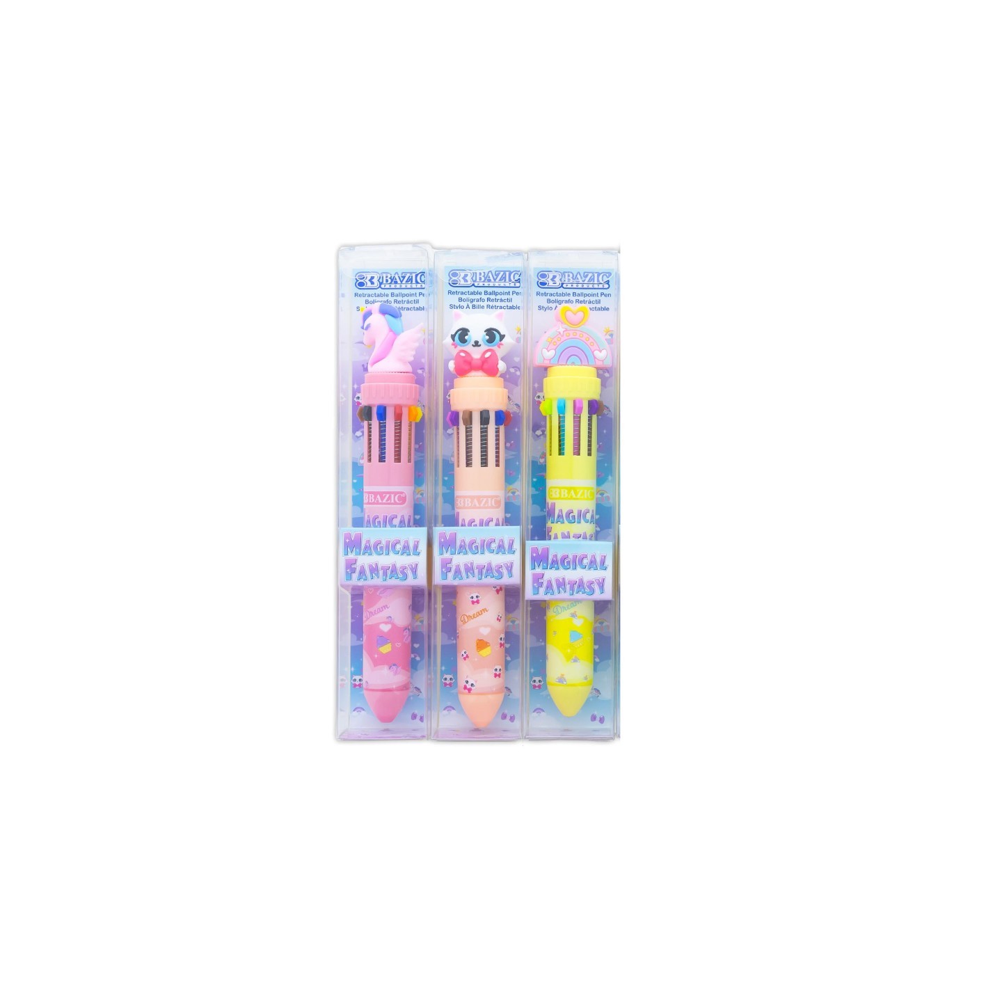 BAZIC Products® Magical Fantasy Series 10-Color Pen, Assorted Designs, Pack of 3