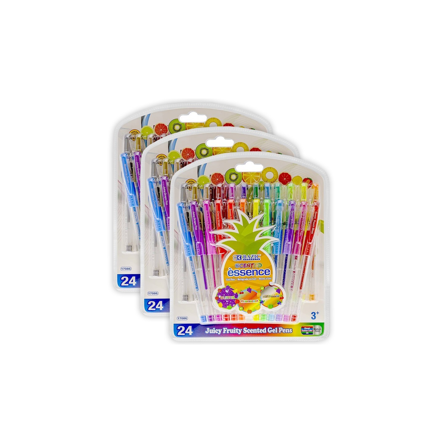 BAZIC Products® Essence Gel Pen with Cushion Grip, Scented, 24 Per Box, 3 Boxes