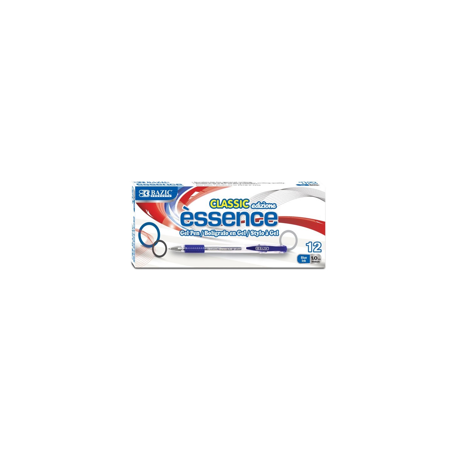 BAZIC Products® Essence Gel Pen with Cushion Grip, Blue, Box of 12