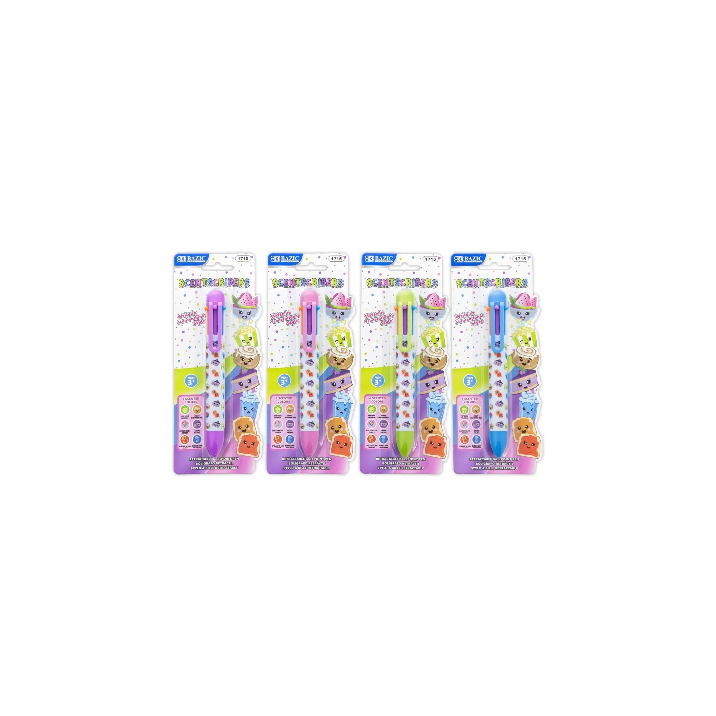 BAZIC Products® Scented 6-Color Pen, Assorted Designs